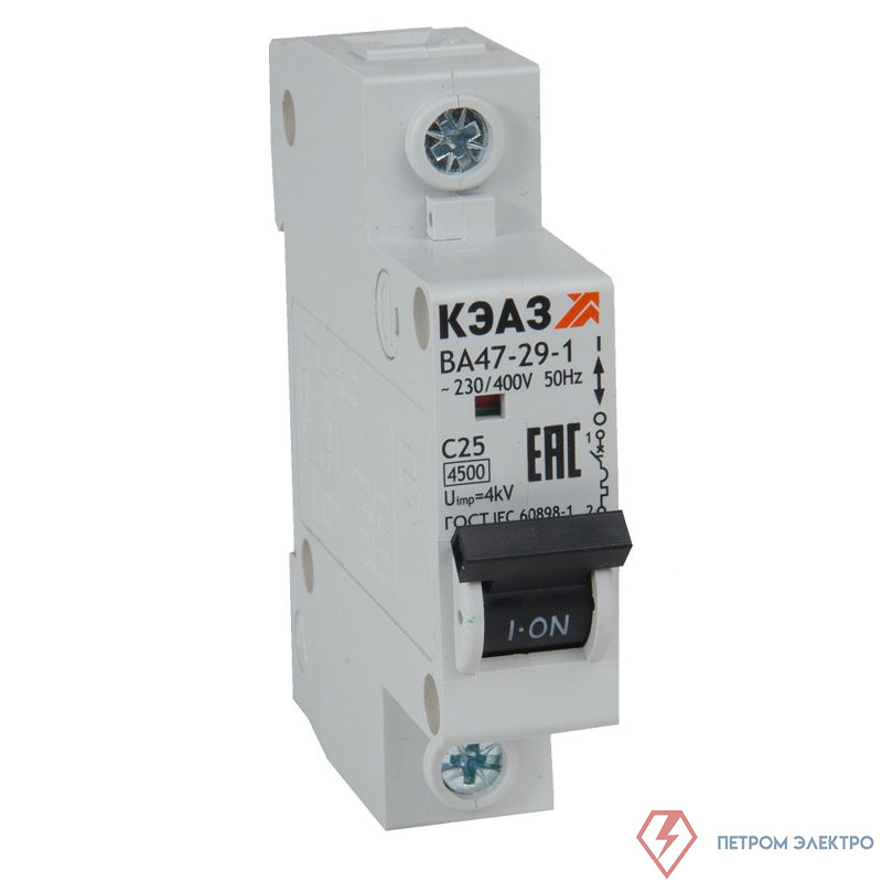 Выключатель автоматический модульный 1п C 40А 4.5кА ВА47-29-1C40-УХЛ3 КЭАЗ 318203
