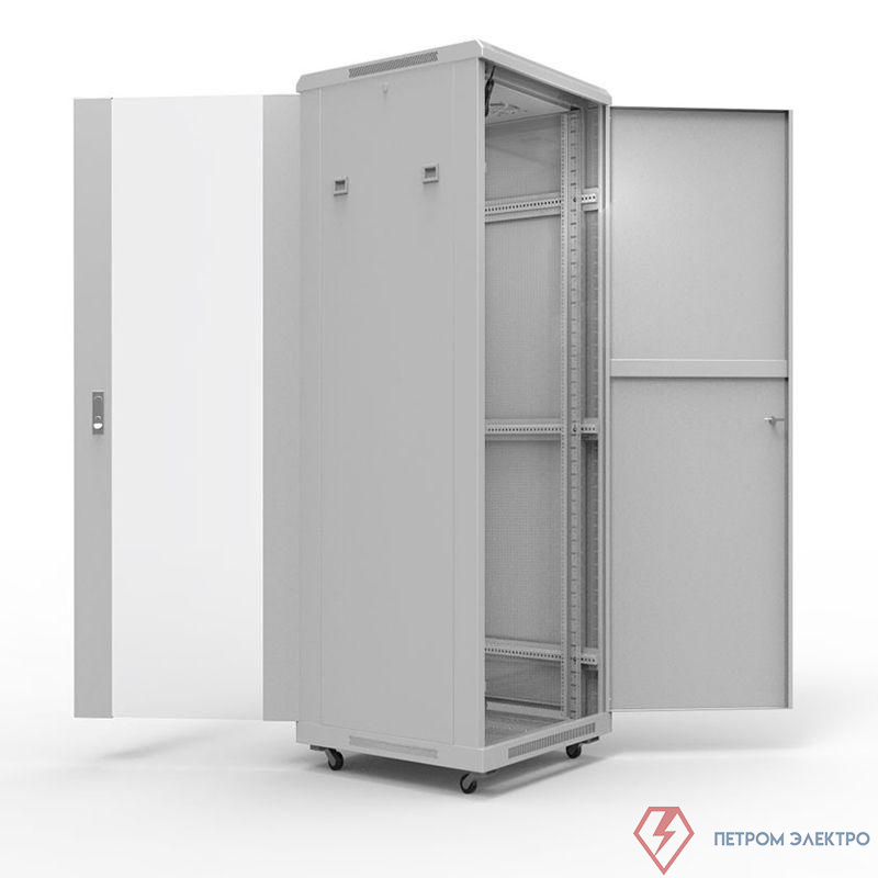 Шкаф телекоммуникационный напольный 19дюйм 47U 600х600мм передняя дверь стекло дверь задняя металл разборный сер. RAL7035 Rexant 04-2304