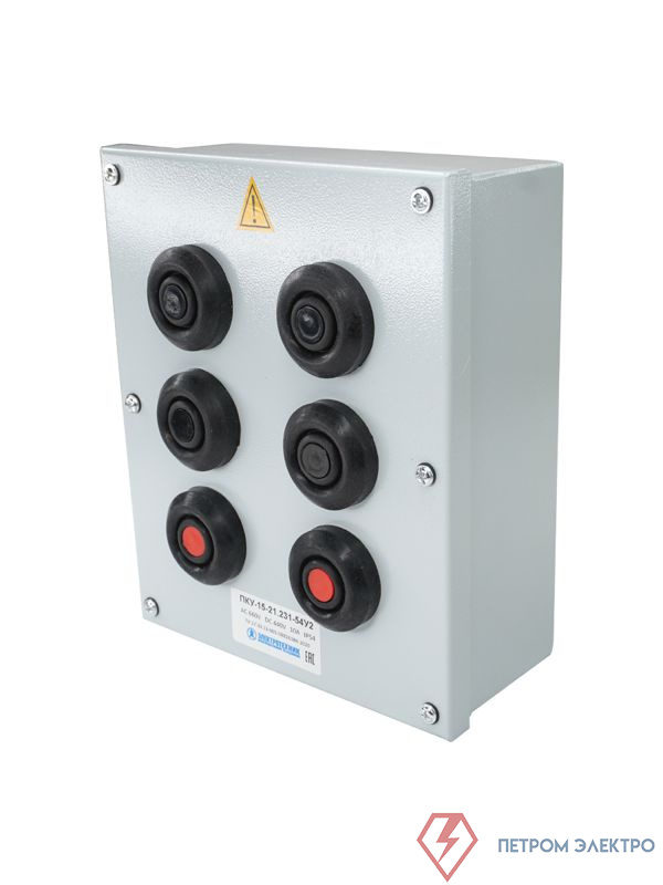 Пост управления ПКУ-15-21.231-54 У2 (4хВК30-10-11110-54 (1з+1р) черн. + 2хВК30-10-11110-54 (1з+1р) красн. + PG-36) Электротехник ET054503