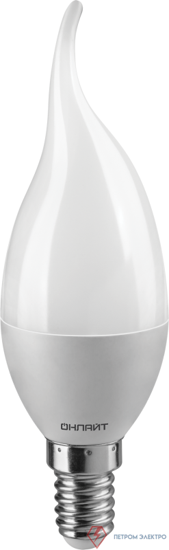 Лампа светодиодная 71 620 OLL-FC37-6-230-2.7K-E14-FR 6Вт свеча на ветру 2700К тепл. бел. E14 600лм 176-264В ОНЛАЙТ 71620