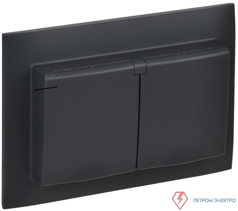 Розетка 2-м SKANDY 16А IP44 с крышкой в сборе SK-R12G графит IEK SK-R26-16-44-K53-F
