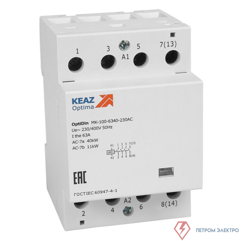 Контактор модульный OptiDin MK-100-6302-230AC КЭАЗ 321175