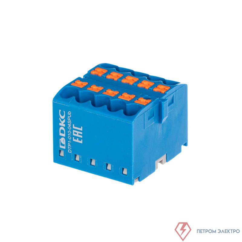 Блок распределительный зажим push-in 10 точек подключения 2.5кв.мм син. DKC DTP1-010-04SPUB