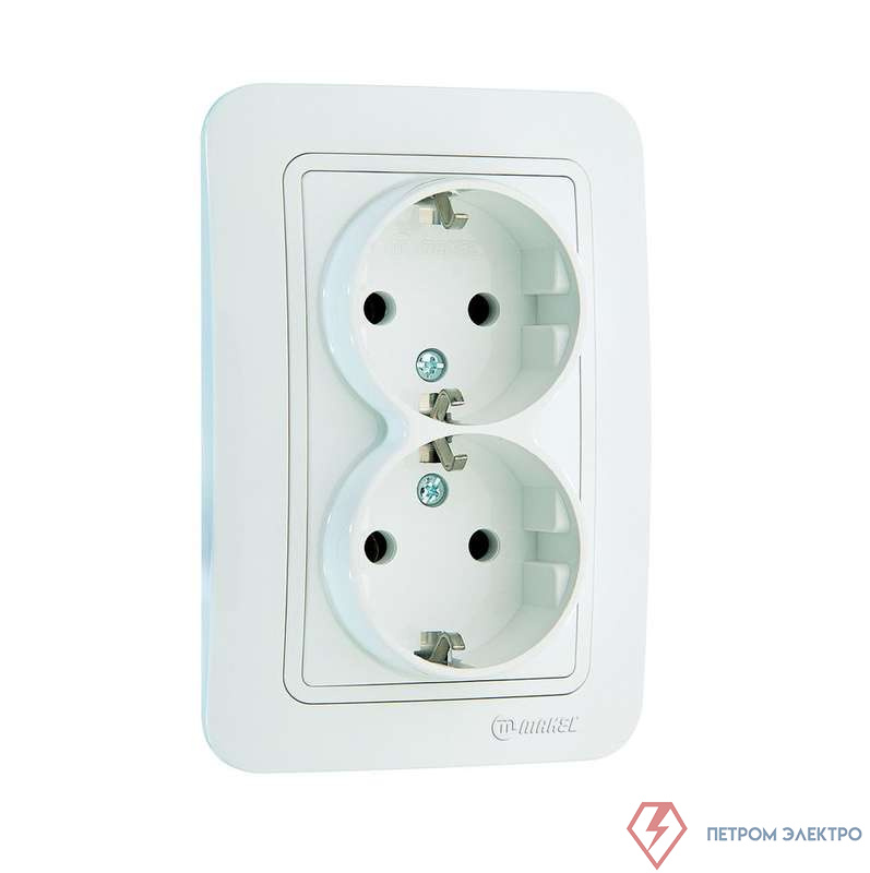 Розетка 2-м СП Lillium 16А IP20 с заземл. бел./бел. Makel 70082