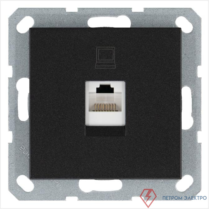 Розетка компьютерная 1-м RJ45 IP20 кат. 5E механизм антрацит Jasmart G6105B
