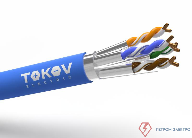 Кабель витая пара S/FTP 4х2х23AWG(0.57мм) кат.6A нг(А)-HF (LSZH) indoor Fluke Tested 305м (м) PRO TOKOV ELECTRIC TKP-C08-SF-42-6A-305-LSZH