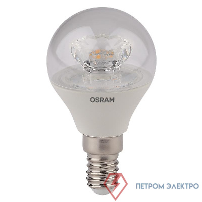 Лампа светодиодная LED STAR CLASSIC P 40 5.4W/830 5.4Вт шар прозрачная 3000К тепл. бел. E14 470лм 220-240В пластик. OSRAM 4052899971622 0