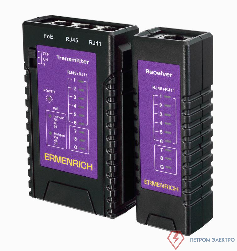 Тестер кабельный NetGeeks NP10 фиолет. Ermenrich 85300