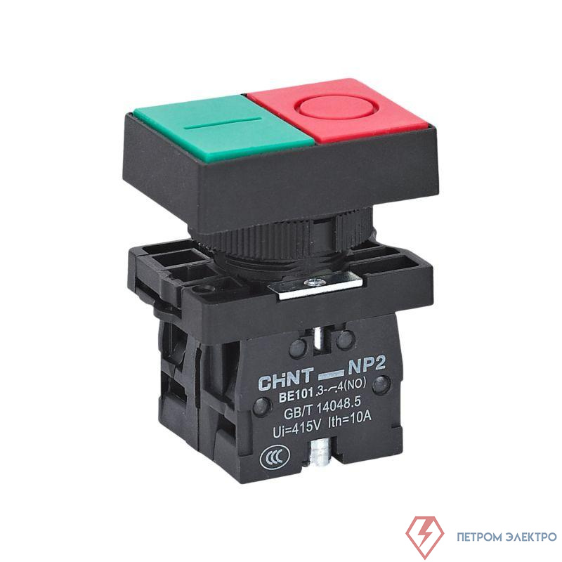 Кнопка двойная "Пуск-Стоп" NP2-EL8325 1НО+1НЗ AC230В IP40 (R) CHINT 574114