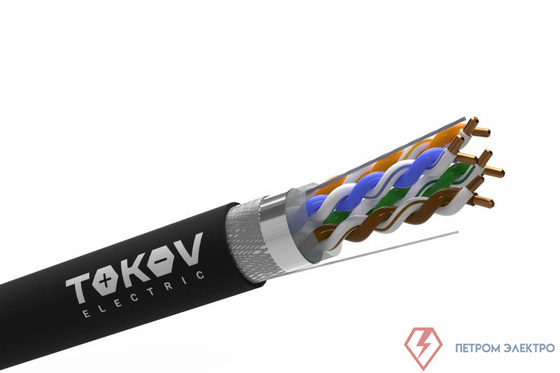 Кабель витая пара SF/UTP 4х2х24AWG (0.52мм) кат.5E PE Fluke tested (м) PRO TOKOV ELECTRIC TKP-C05-SF/UTP-42-5E-305-OD