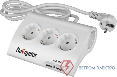 Удлинитель 5х1.8м 16А IP20 71 544 NPE-USB-05-180-ESC-3х1.0 Navigator 71544