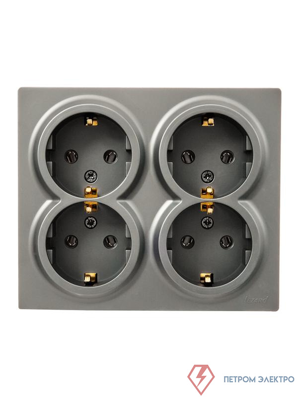 Розетка 4-м ОП LETO с заземл. закрытый корпус ПБТ платина LEZARD 752-3500-127BDP