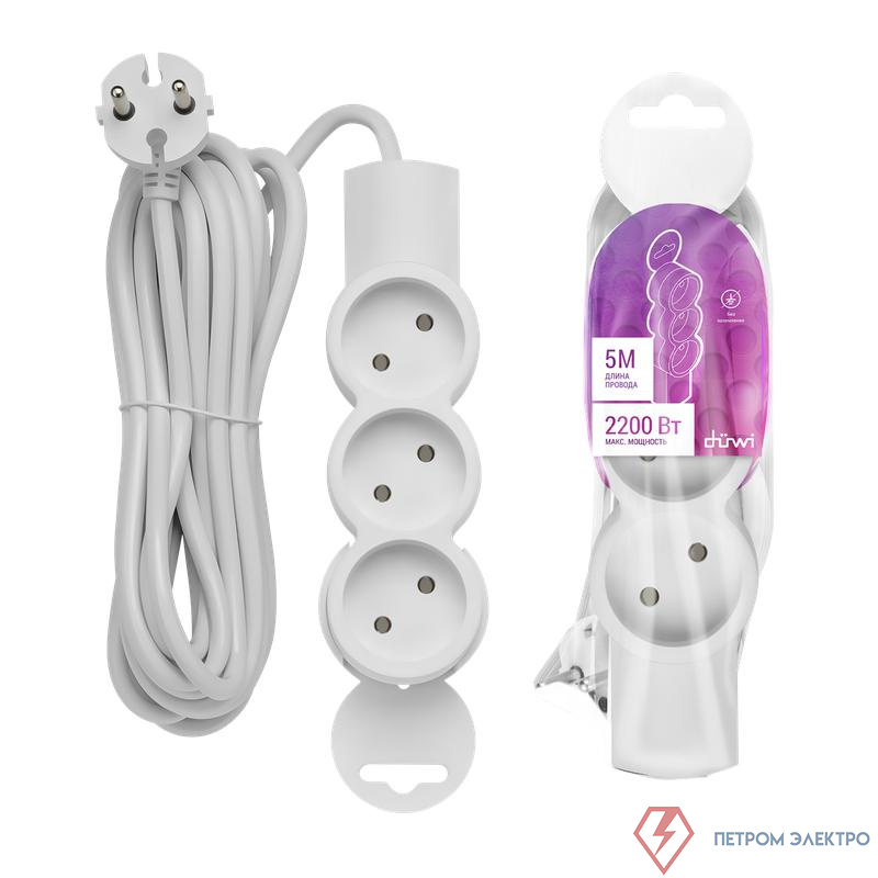 Удлинитель 3х5м без заземл. ПВС 2х0.75 REV 32003 8