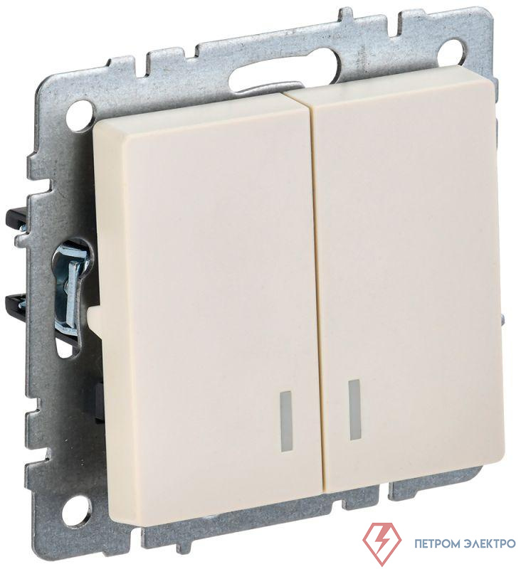Выключатель 2-кл. СП BRITE ВС10-2-1-БрКр 10А с индик. механизм беж. IEK BR-V20-1-10-K10