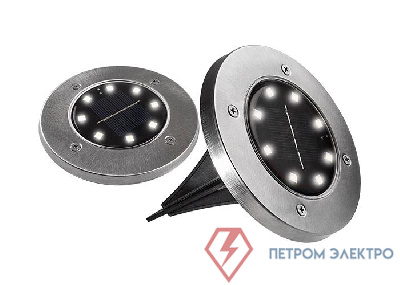 Светильник светодиодный SLR-S12 8SMD грунтовый IP44 корпус нерж. сталь солнечная батарея (уп.2шт) ФАZА 5040984