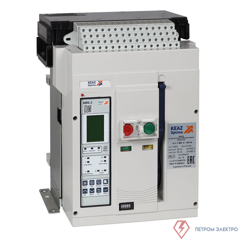 Выключатель автоматический 3п 1600А 50кА OptiMat A 1600 S1 3P 50 F MR8.2 B C2200 M2 P04 S2 06 КЭАЗ 366302
