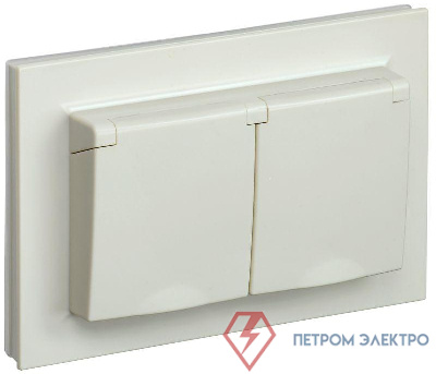 Розетка 2-м СП BRITE РСбш12-3-44-БрКр 16А в сборе IP44 с крышкой беж. IEK BR-R26-16-44-K10-F