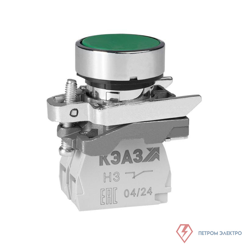 Кнопка КМЕ4511мС зел. 1но+1нз цилиндр IP54 КЭАЗ 354450