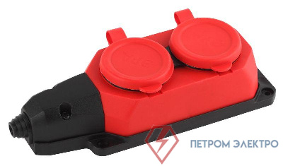 Колодка удлинителя 2-м с заземл. 16А IP44 K-2e-RED-IP44 каучук красн. Эра Б0044551