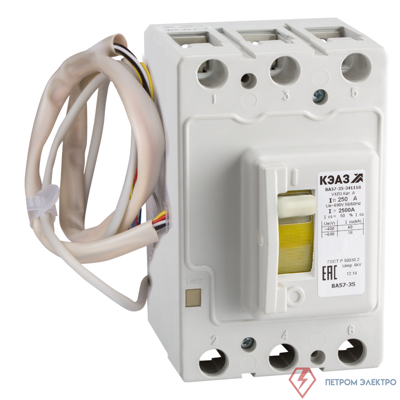 Выключатель автоматический 3п 100А 30кА ВА57-35-341310 100А 500 690AC РМН230AC УХЛ3 КЭАЗ 358804