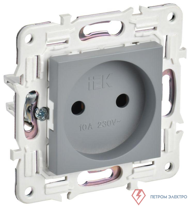 Розетка SKANDY 10А без заземл. без защ. шторок SK-R02Gr сер. IEK SK-R10-10-K03