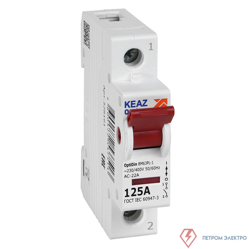 Выключатель нагрузки модульный 1п 25А OptiDin BM63PL-1125-УХЛ3 (ВМ63PL) КЭАЗ 328161