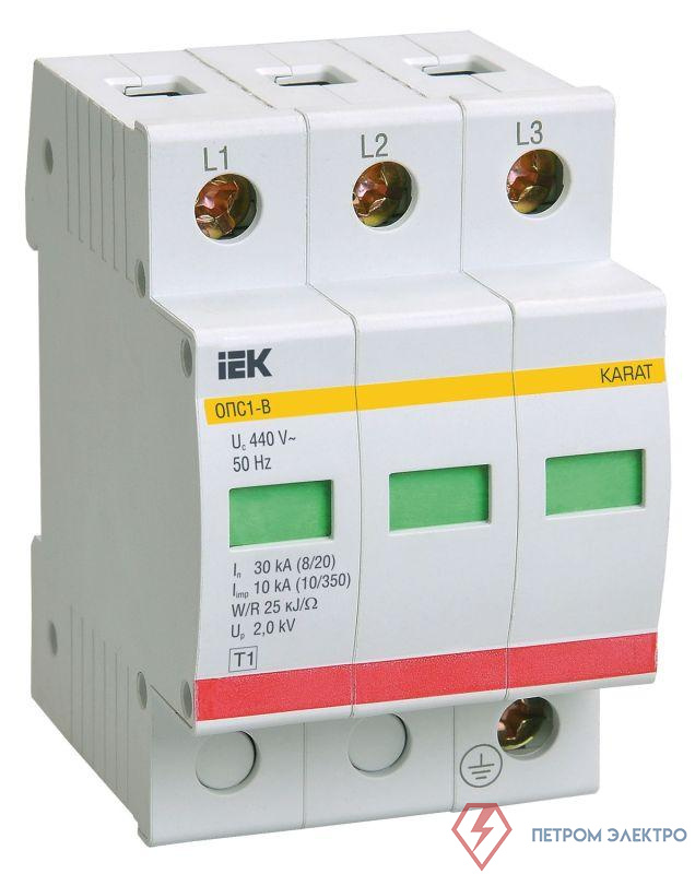 Ограничитель перенапряжения ОПС1-B 3P KARAT IEK MOP20-3-B