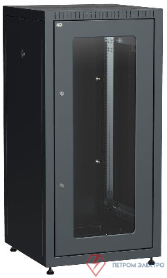 Шкаф сетевой LINEA E 18U 600х600мм стекл. передняя дверь задняя металлическая черн. ITK LE05-18U66-GM