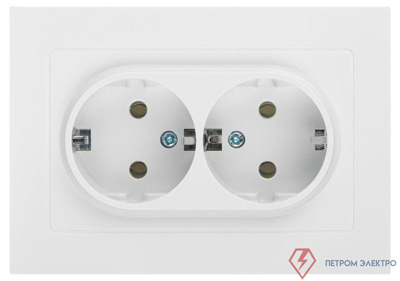 Розетка Intro Accent 6-205-01 2X2P+E Schuko 16А-250В IP20 СУ AL/CU бел. Intro Б0063485
