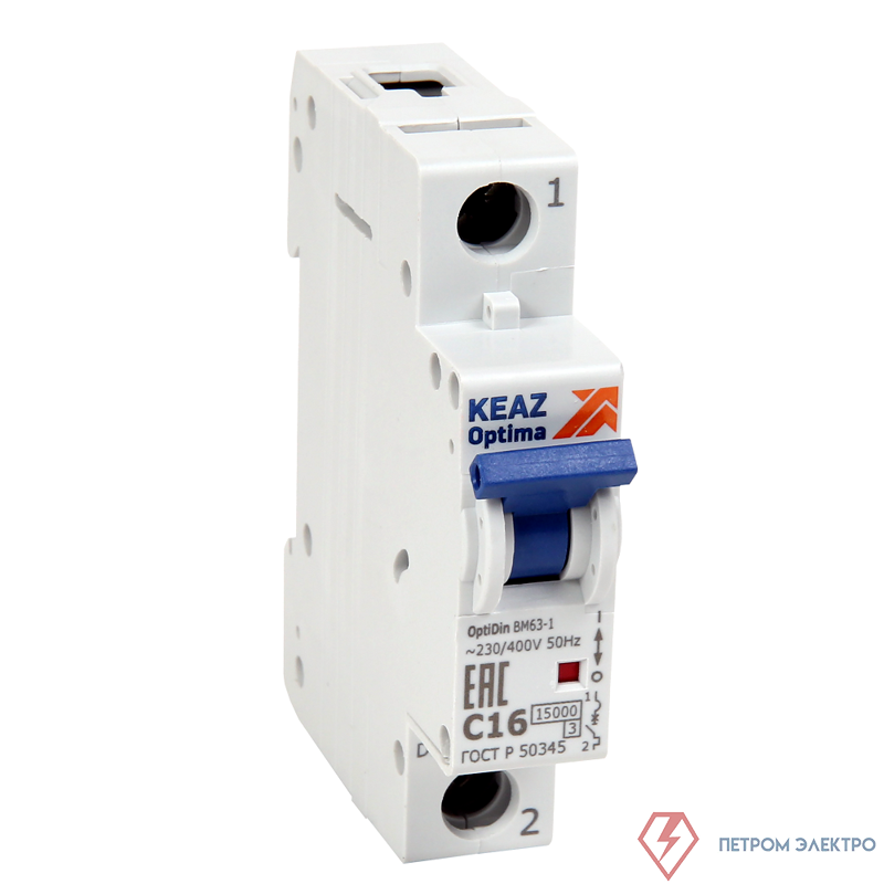 Выключатель автоматический модульный 1п B 10А OptiDin ВМ63-1B10-15-УХЛ3 КЭАЗ 341866