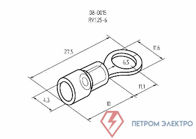 Наконечник кольцевой изол. (VR 1.25-6) (уп. 100шт.) Rexant 08-0015