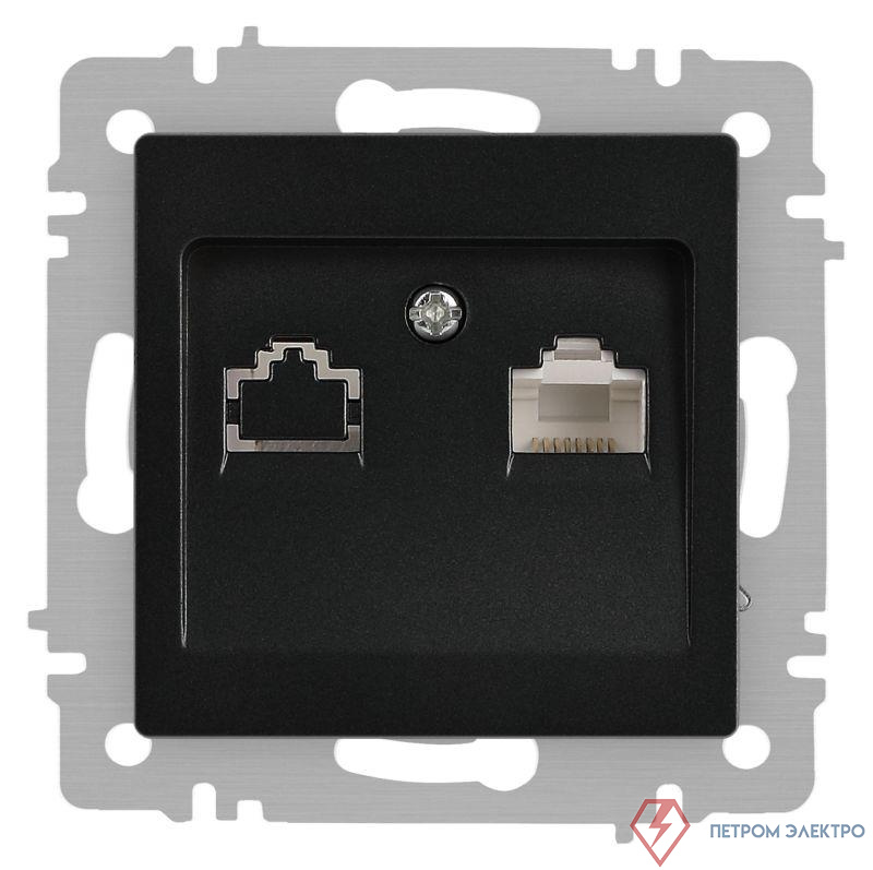 Розетка Accent 6-303-05 информационная RJ45 IP20 СУ антрацит Intro Б0063634