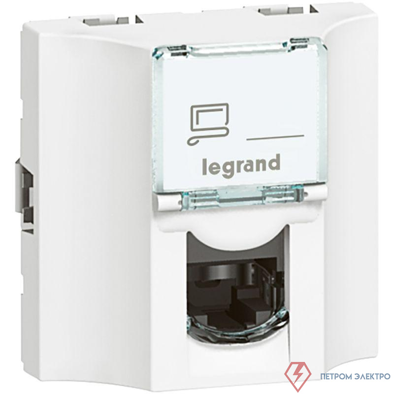 Розетка компьютерная проходная СП 2мод. Mosaic RJ45 кат.6A STP бел. Leg 078628