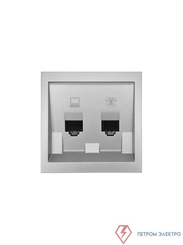 Розетка компьютерная + телефонная СП ZIMA IP20 механизм сер. матов. LEZARD 704-7488-143