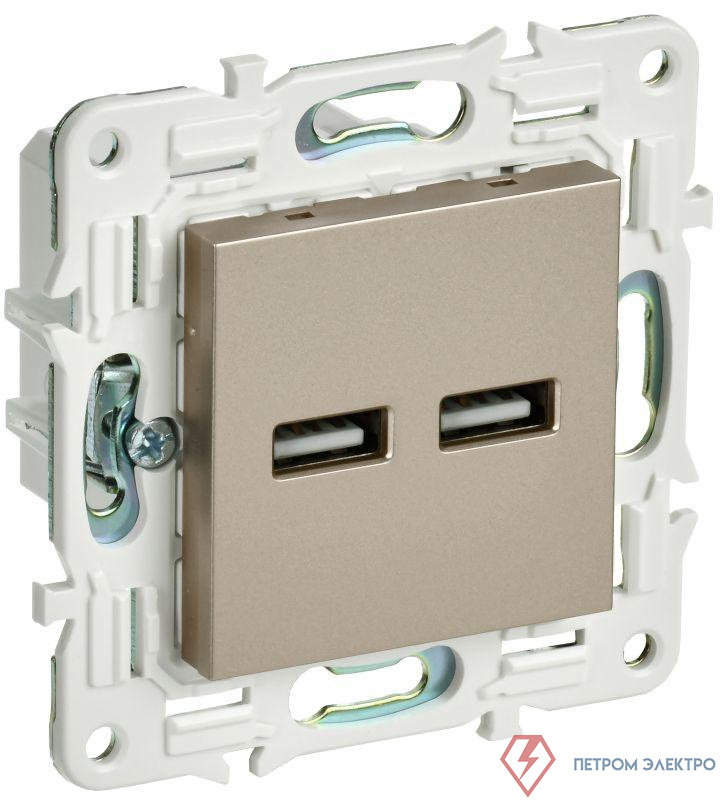 Розетка USB A+A 3.1А SKANDY SK-R15Sh шампань IEK SK-U21-D31-K37