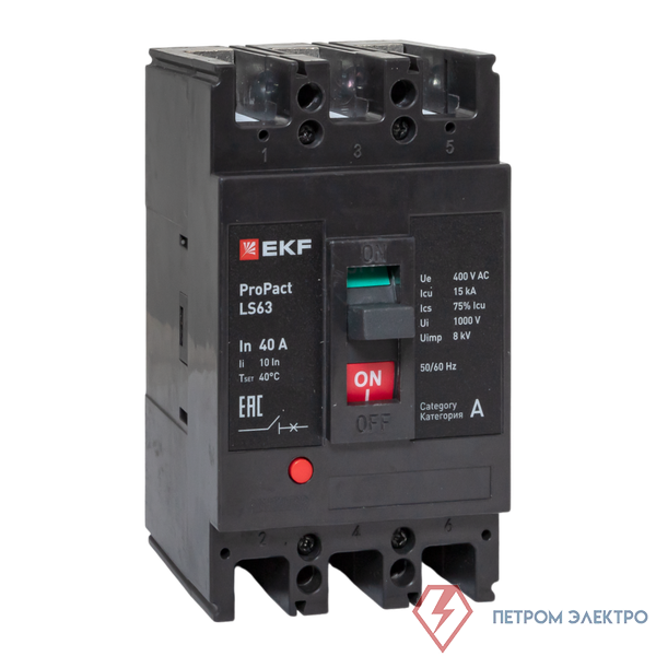 Выключатель автоматический 3п 40А 15кА LS63 ProPact EKF mccb-63-15-3-40-ls