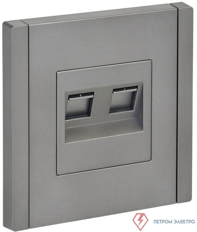Розетка 2-м RJ11+RJ45 кат.5E FORTE&PIANO FP535 сталь IEK FP-KT20-O-1-K46