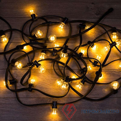 Гирлянда &quot;LED Galaxy Bulb String&quot; 10м 6х30LED тепл. бел. IP65 влагостойкая провод черн. каучук Neon-Night 331-326