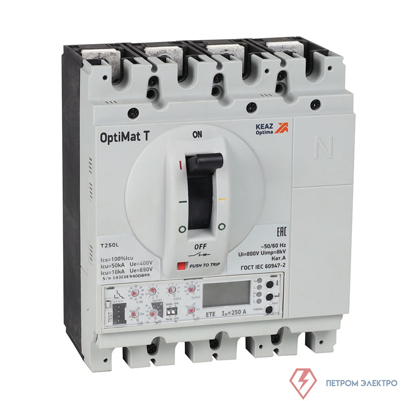 Выключатель автоматический 3п 250А OptiMat T250L ETE КЭАЗ 355924