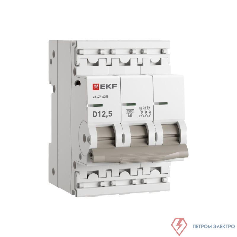 Выключатель автоматический 3п D 12.5А 4.5кА ВА 47-63N PROxima EKF M634312T5D