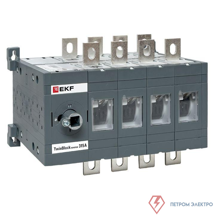 Рубильник 4п 315А реверсивный без рукоятки управления TwinBlock EKF tb-s-315-4p-rev