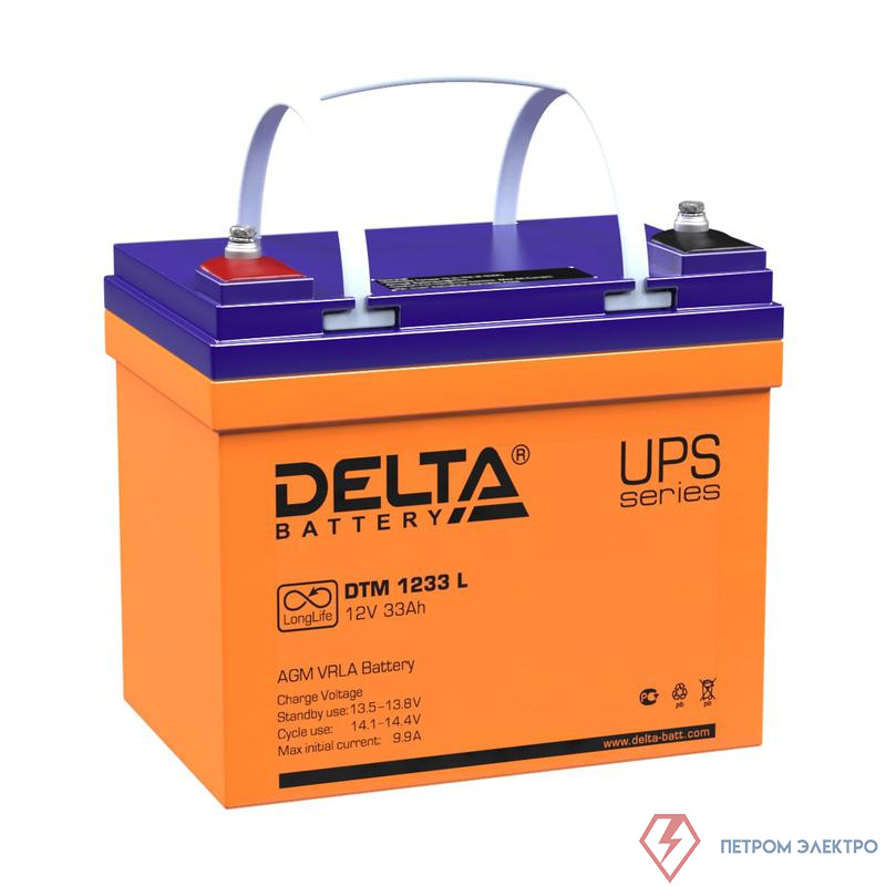 Аккумулятор UPS 12В 33А.ч DTM 1233 L Delta 4614010640007