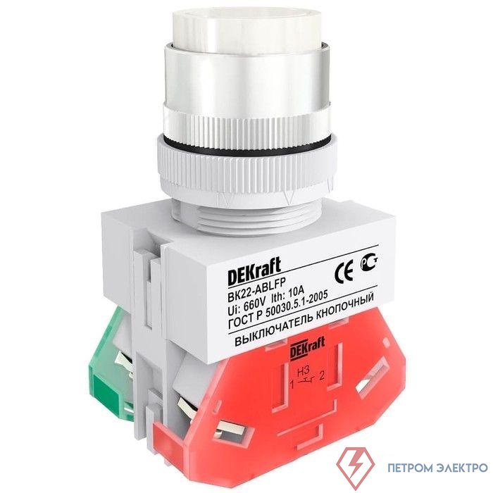 Выключатель кнопочный с фикс. ABFP 22мм бел. 220В ВК-22 SchE 25133DEK