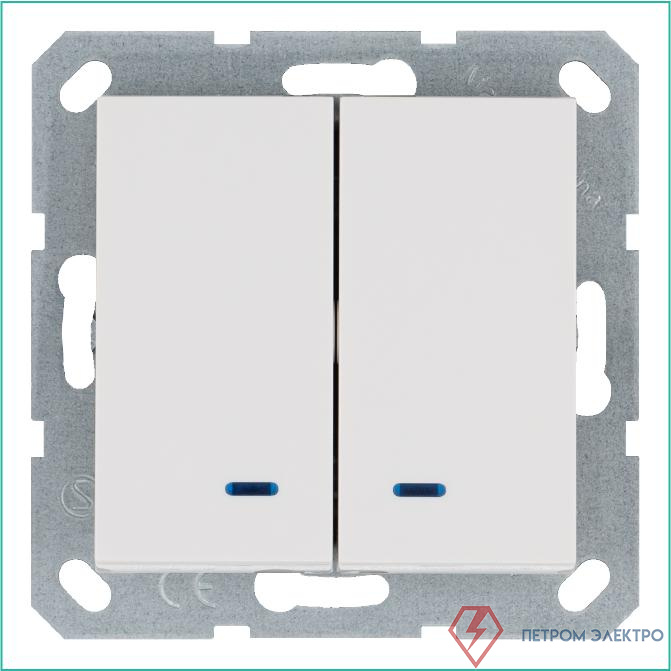 Выключатель 2-кл. 10А IP20 с подсветкой механизм бел. глянцевый Jasmart G3023NW