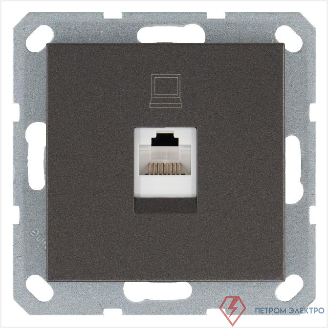 Розетка компьютерная 1-м RJ45 IP20 кат. 5E механизм мокко Jasmart G6105Z