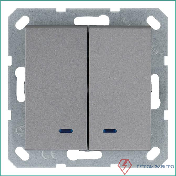 Выключатель 2-кл. 10А IP20 с подсветкой механизм алюм. Jasmart G3023NS