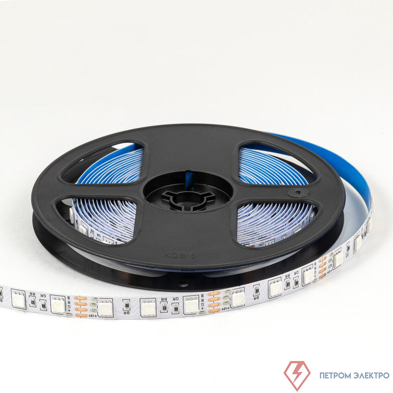Лента светодиодная 12В 14.4Вт/м RGB smd5050 60д/м IP20 подложка 10мм (уп.5м) OGM LSE-271