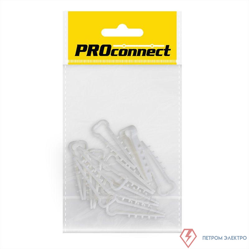 Дюбель-хомут 5-10 для плоского кабеля бел. (уп.10шт) PROCONNECT 07-4611-9