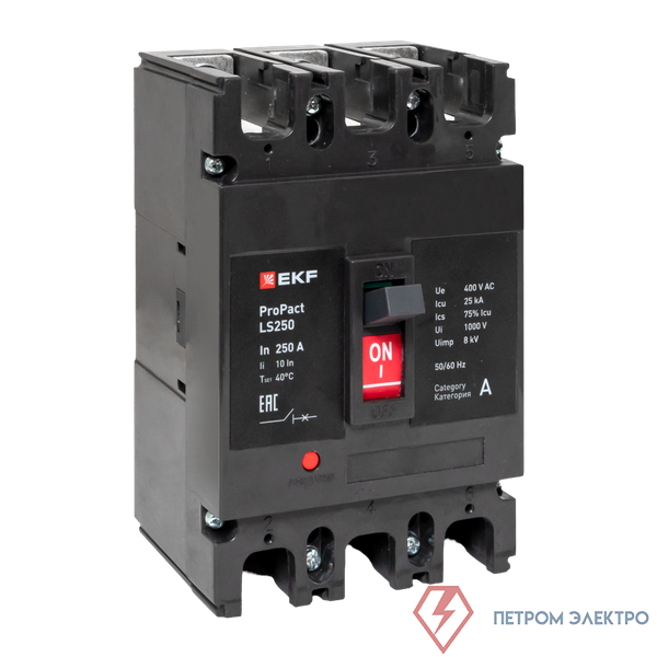 Выключатель автоматический 3п 200А 25кА LS250 ProPact EKF mccb-250-25-3-200-ls