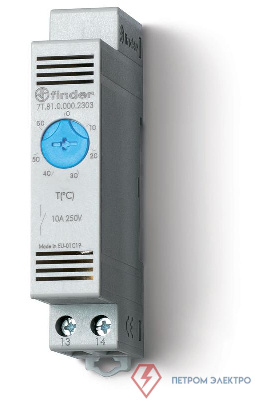 Термостат щитовой для включения охлаждения диапазон температур 0…+60град. С; 1NO 10А модульный 17.5мм IP20 FINDER 7T8100002303